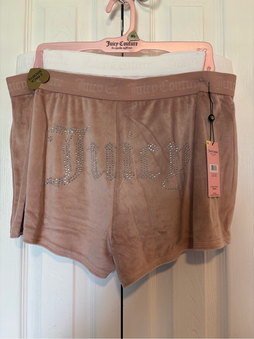 Juicy Couture  2 pack Llight pink & White Velour Pajama Shorts